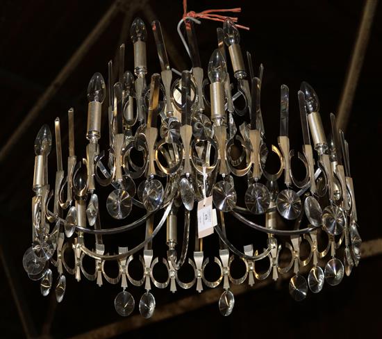 A Gaetano Sciolari Ovali silvered metal and crystal two-tier chandelier, c.1970s Diam. 2ft 1in. Drop 2ft 4in(-)